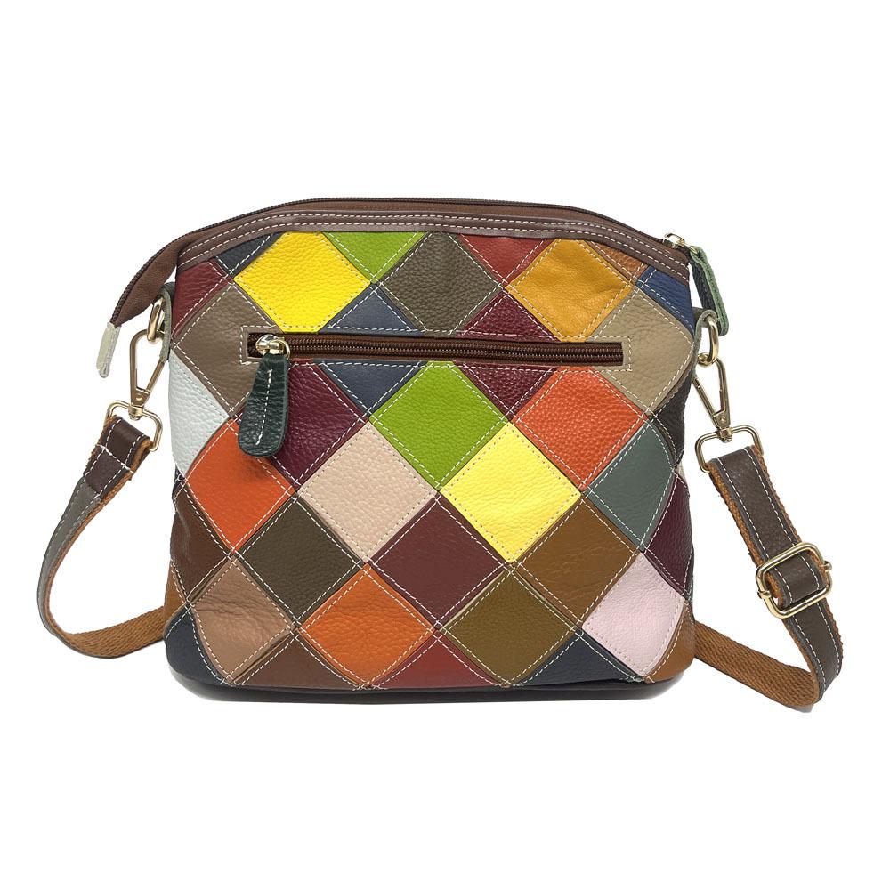 Torba Crossbody z prawdziwej skóry w patchwork kwiatowy z motywem kwiatu śliwy - Modna torebka damska w stylu europejskim i amerykańskim
