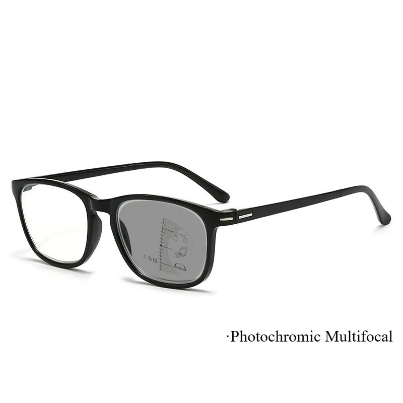 Fashionable Square Photochromic Presbyopia Glasses with Progressive Multifunctional Far and Near Dual-use Diopter To +4.0