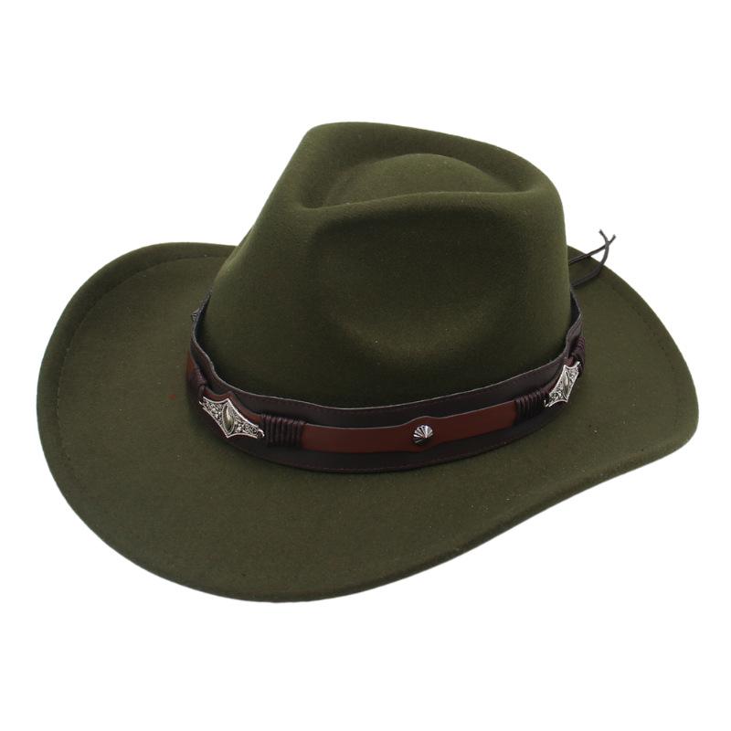 Western Cowboy Hat Dance Performance Jazz Hat Belt Accessories Felt Hat Studio Couple Hat