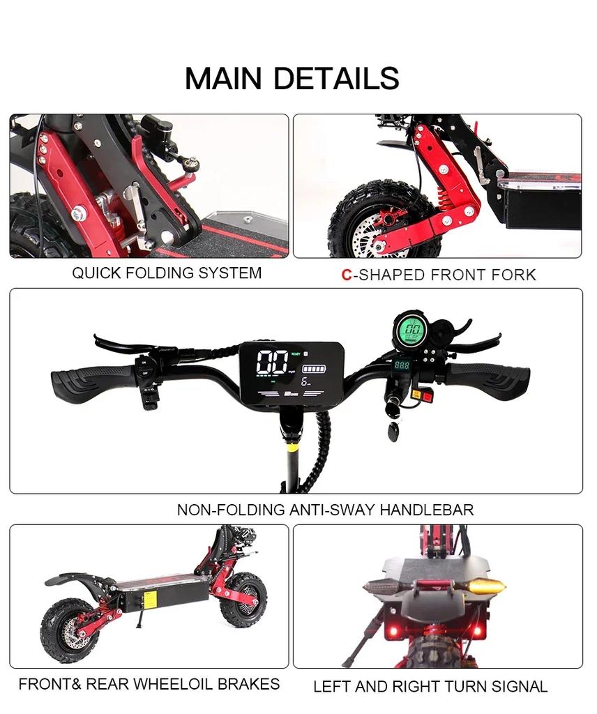 UE 2025 Nouveau RS7Hot Vente 3800W 52V 38AH Scooter Électrique Double Moteur Vitesse Maximale De 80KMH Plage Maximale De 60-70KM Pliable E Scooter