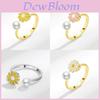 Small Daisy Adjustable Ring With Pearl Decor For Women Fashion Accessory