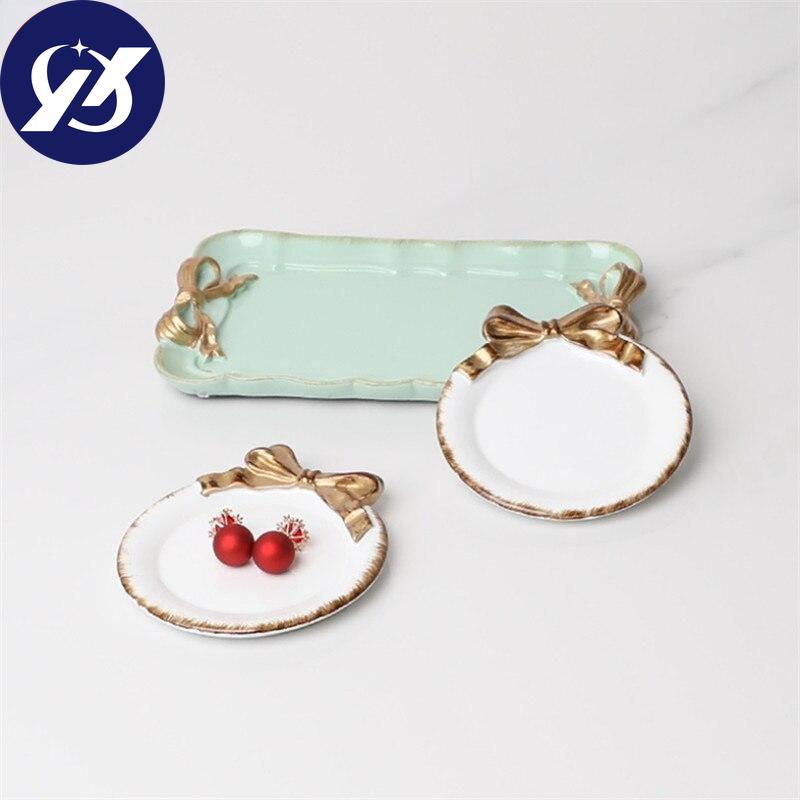 Resin Mini Cake Tray Bowknot Cake Holder Dessert Dish Plate Wedding Party Birthday Dessert Table Decoration