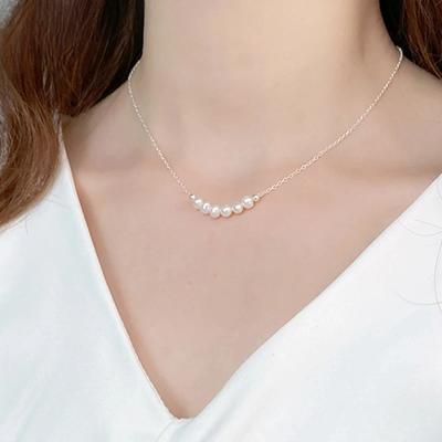 Natuurlijke Zoetwater Parel Choker Ketting 925 Sterling Zilveren Sieraden voor Vrouwen Koreaanse Nieuwe Trend