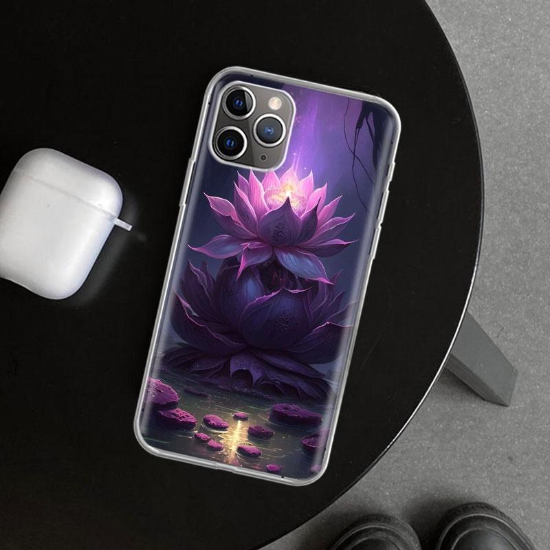 Buddhist Fire Lotus Phone Case Cover for iPhone 11 12 13 Mini 14 15 Plus 16 Pro Max 17 Air 7 8 + SE Art Customized Fundas 11 12