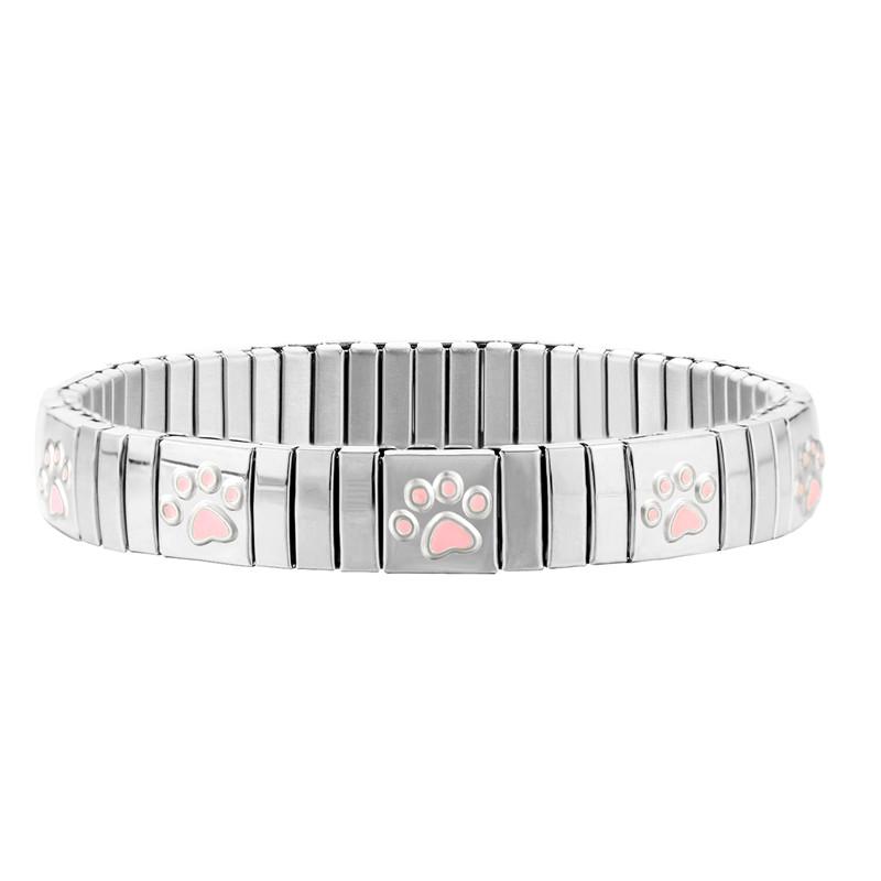 Mode Katzenpfote Hund Kirsche Italienische Charms Armband Edelstahl Elastisch Klobig Punk Armreif Herren Damen DIY Schmuckherstellung Geschenke