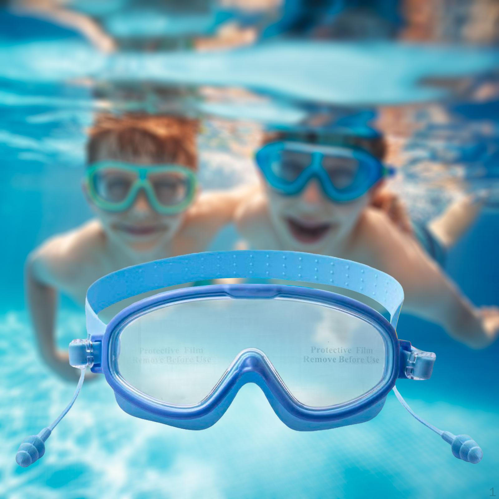 

Kids Swimming Goggles Anti Fog Accessories with Earplugs Swim Glasses Blue