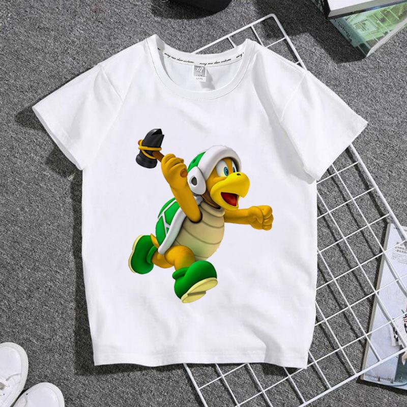 Children's Round Neck White Cartoon Game T-shirt