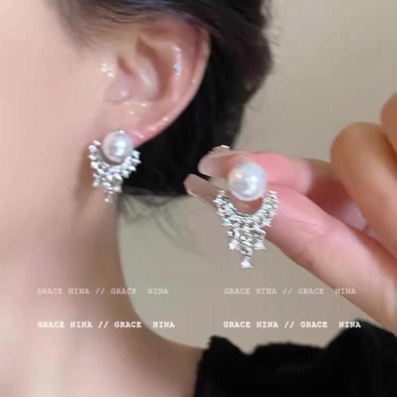 High-End S925 Silber & Zirkon Spitzen-Perlenohrringe – Vielseitiger Luxus-Glanz