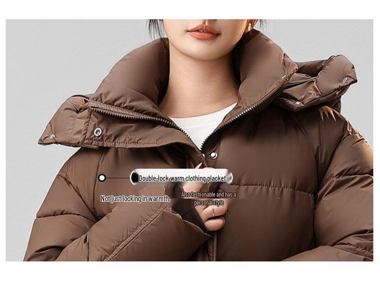 Women's Mid-Length Hooded Down Coat - Korean Style, Plus-Size, Thick Winter Outerwear
