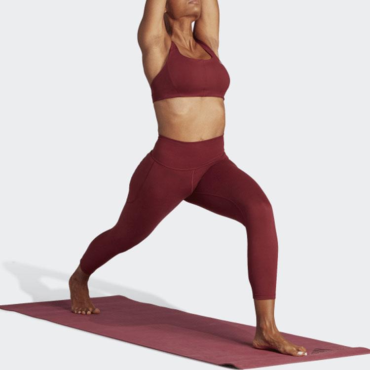 Adidas Solid Color Logo Fitness Leggings Women Bottoms Shadow-Red IJ9360