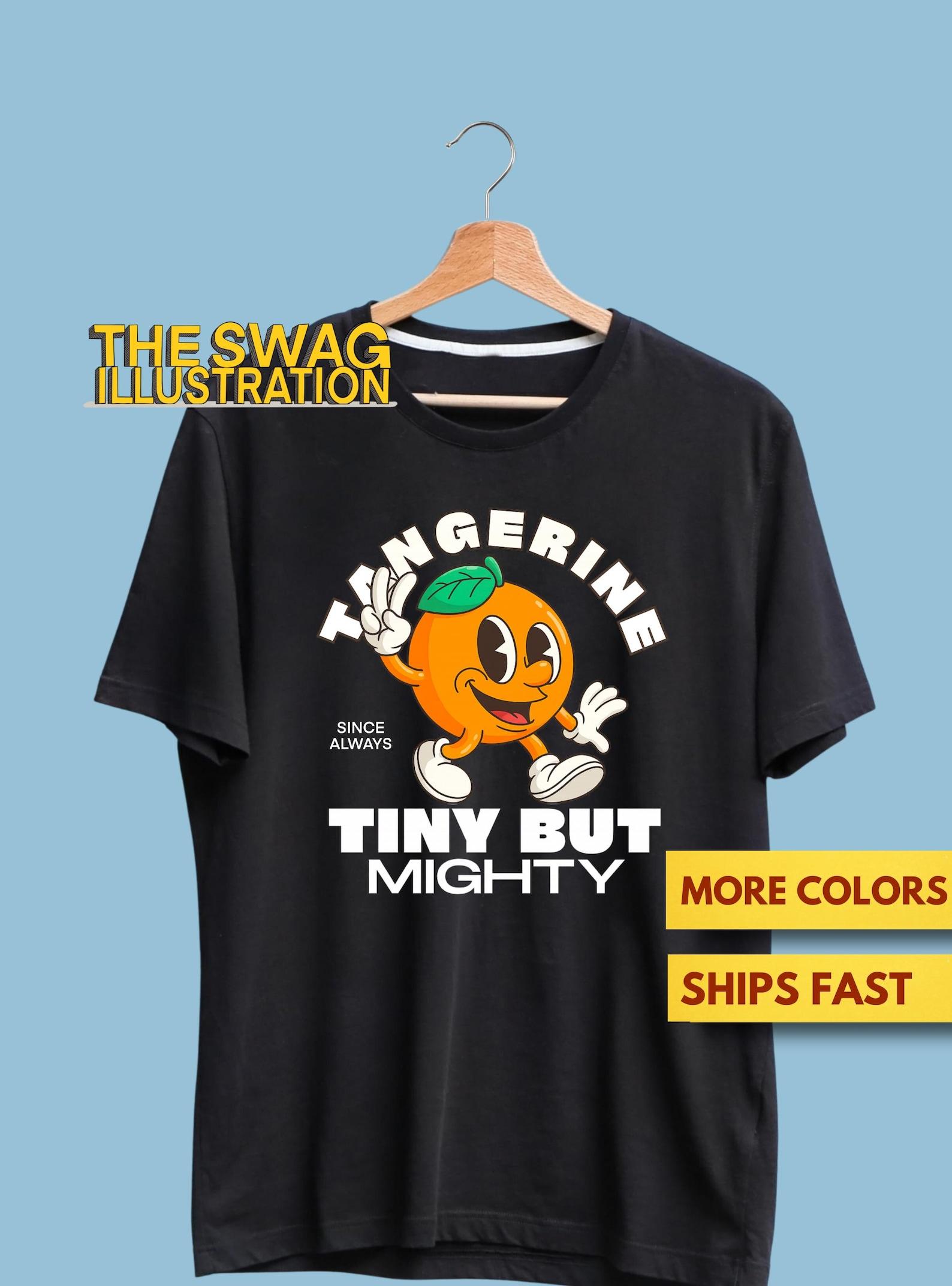 Tiny But Mighty Tangerine Shirt, Funny Citrus Fruit Pun Shirt, Vitamin C Wellness Pun Shirt, Fruit Lovers Punny GifT shirt, Soft Premium Tee XL