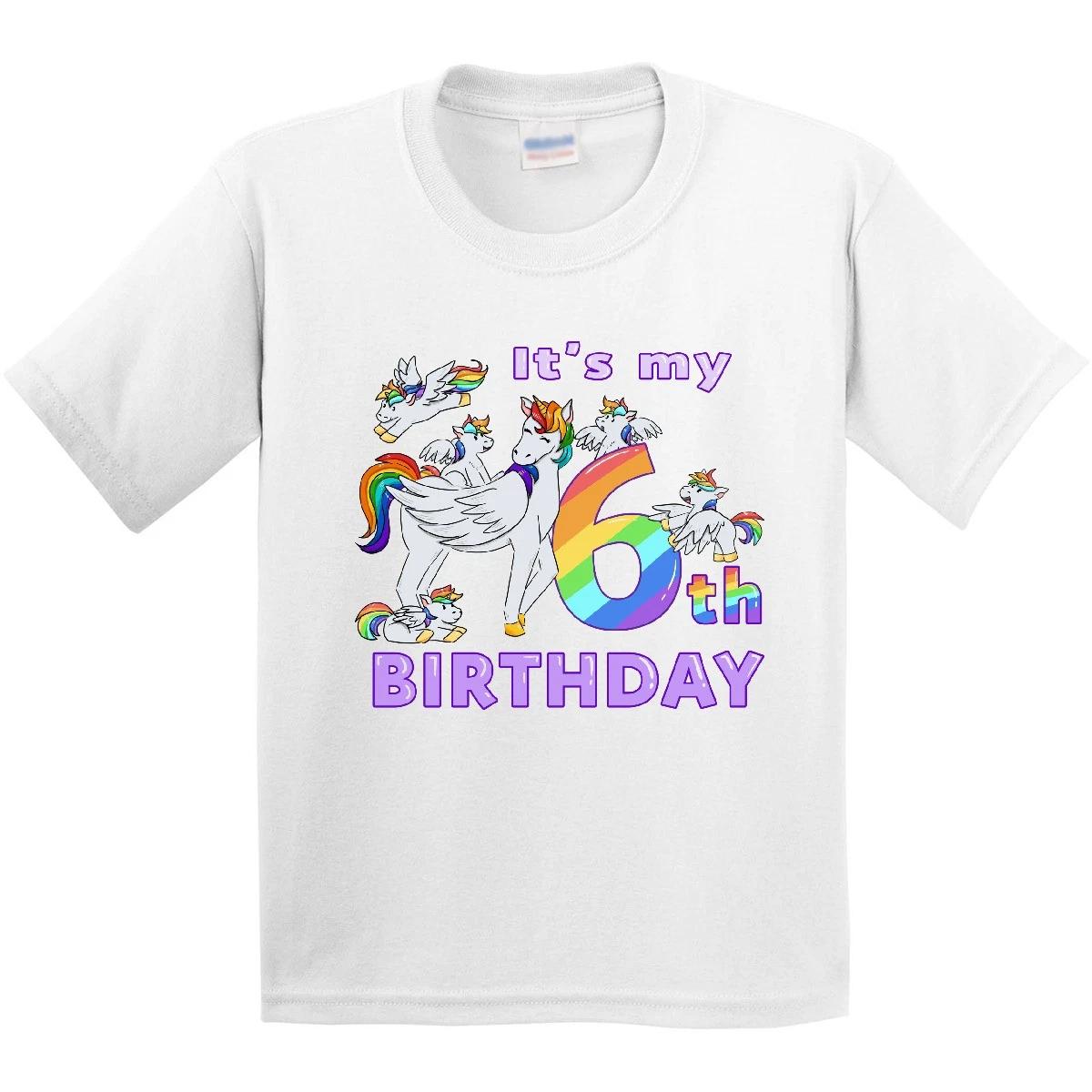Inktastic It s My 6th Birthday Unicorn Youth kids boys T-Shirt Rainbow Christmas Pegasus 6 160