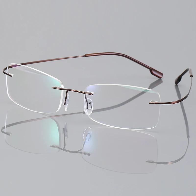 

Ультралегкие Очки Без Оправы Титановый Сплав TR90 Оправы для Очков Мужские Премиальное Качество-Изготовленные Ультра-Эластичные Металлические Дужки Оправы для Очков