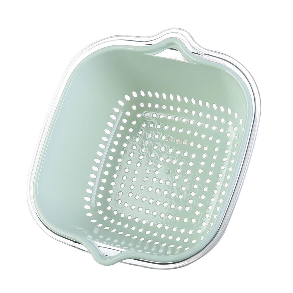 Vegetable Draining Basket Double Layered Plastic Food Fruit Bowl and Strainer Set for Kitchen