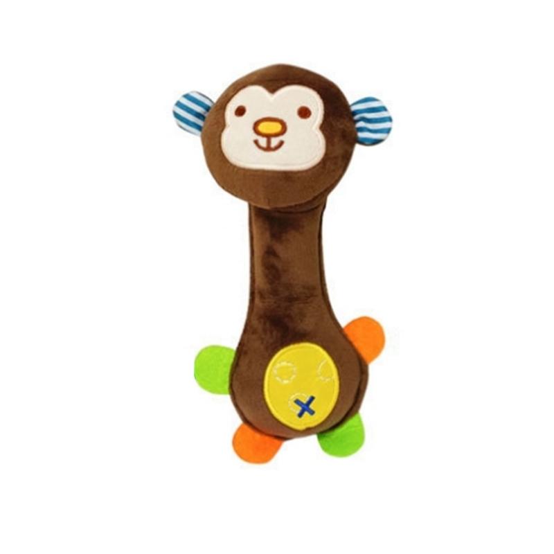 Niedliche Zoo-Serie Babyspiele Plüschrasselspielzeug für Babys Neugeborene Cartoon Stofftiere BB Stick Spielzeug Babybett Handglocke Spielzeug