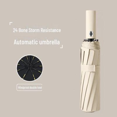 Parapluie pliant automatique à 24 baleines: Parasol double usage pour le soleil et la pluie, protection UV, personnalisable pour la publicité