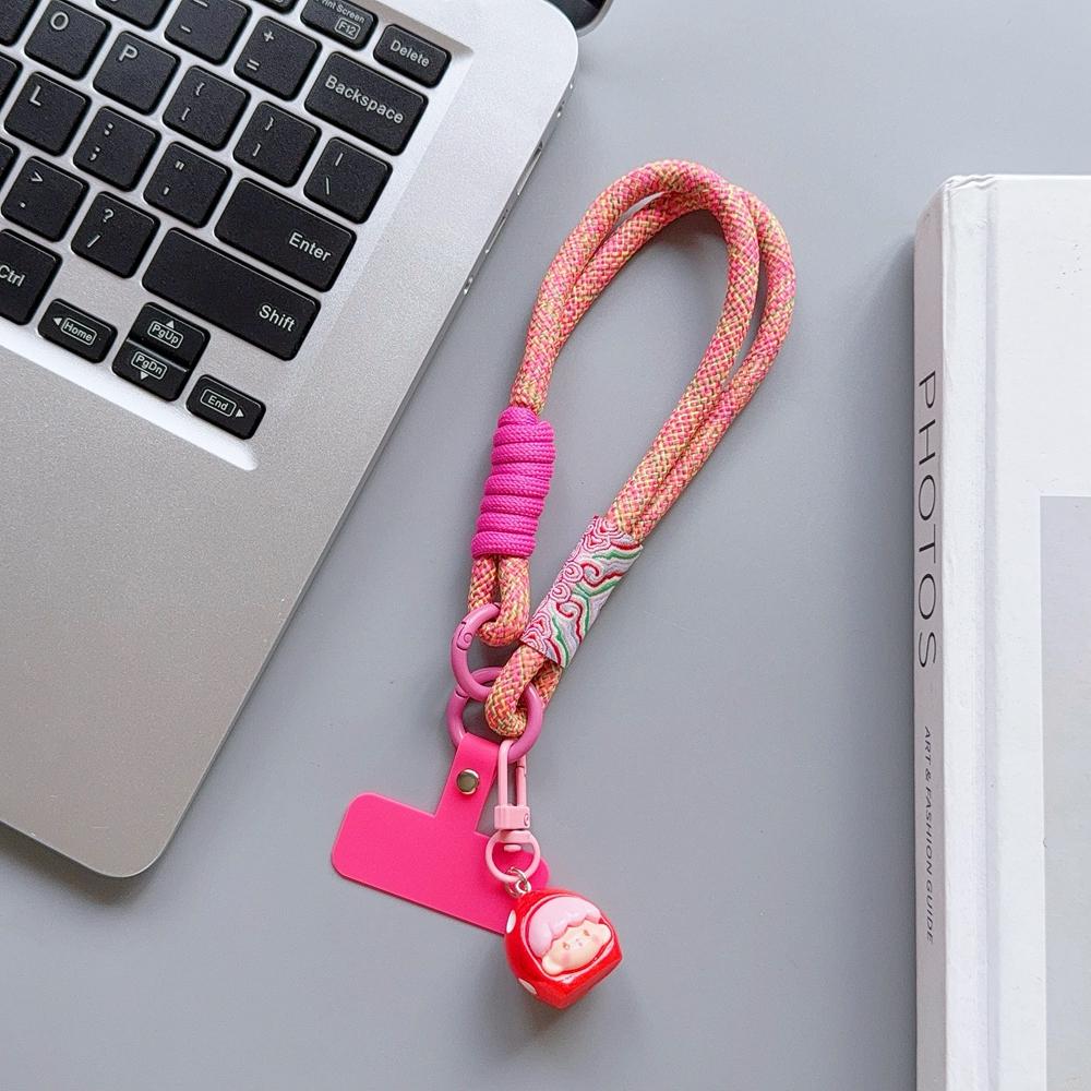 

Universal Braided Mobile Phone Lanyard Strap Cute Cartoon Hanging Chain Ring Cord with Patch Wrist Strap Cell Phone Detachable