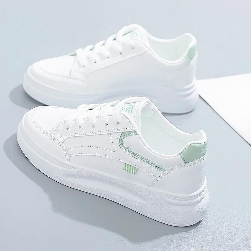 Outdoor Women Walking Shoes Skateboarding Shoes Women Sneakers PU Leather Lace-Up Breathable Jogging Casual Sneakers De Mujer