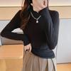 Women's Pure Cotton White Long Sleeve Slim Fit Base Layer Top for Autumn/Winter 2025
