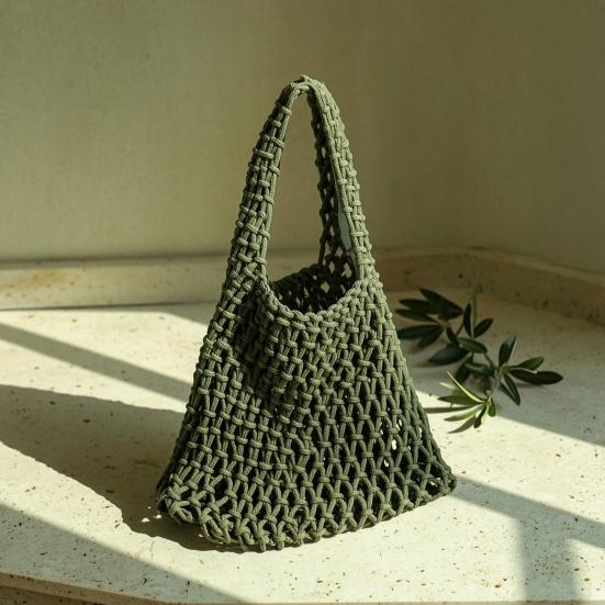 Hand Braided Tote Bag Large Capacity Boho Handbag Women Summer Beach Tote Rope Braided