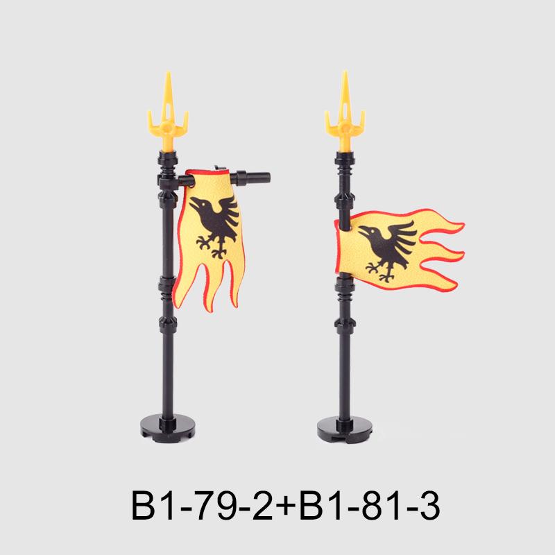 Medieval Military Flag Series War Castle Knight Soldier Warrior Accessories Building Blocks Ancient Holy Rome Bricks Toys Gifts