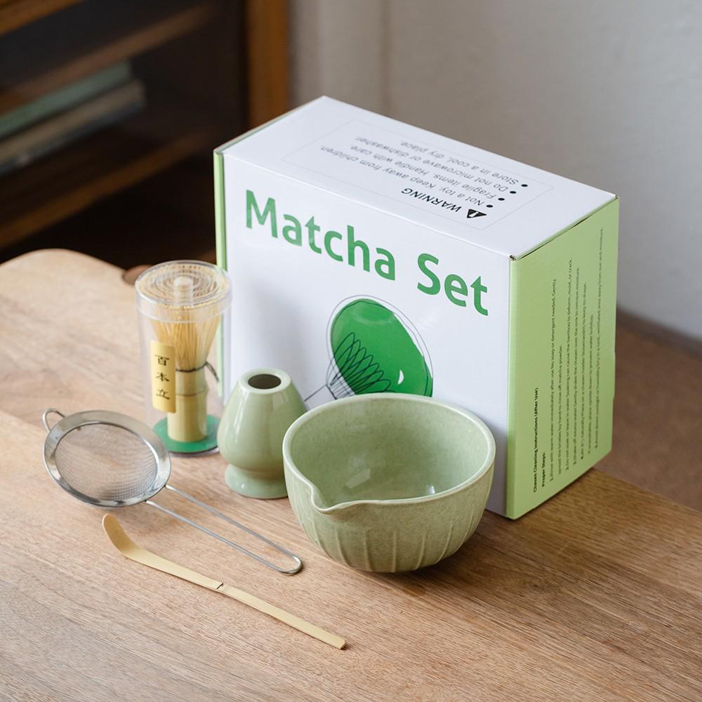 Ceramic Matcha Tea Ceremony Set with Whisk & Holder
