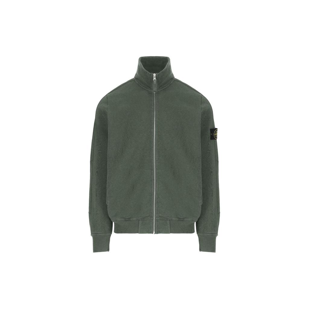 STONE ISLAND Solid Color Stand Collar Long Sleeve Jacket Men Jackets Green 801565960-V0159