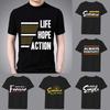 Men's Classic T-shirt Casual O-neck Inspirational Youth Phrase Printing Pattern Series Commuter All-match Breathable Black Shirt