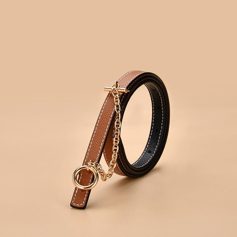 

Women s Belt Dual-purpose Two-color Genuine Leather Thin Belt Belt Belt for Girls Decoration Versatile Dress for Women s Belt Thin Style 105cm