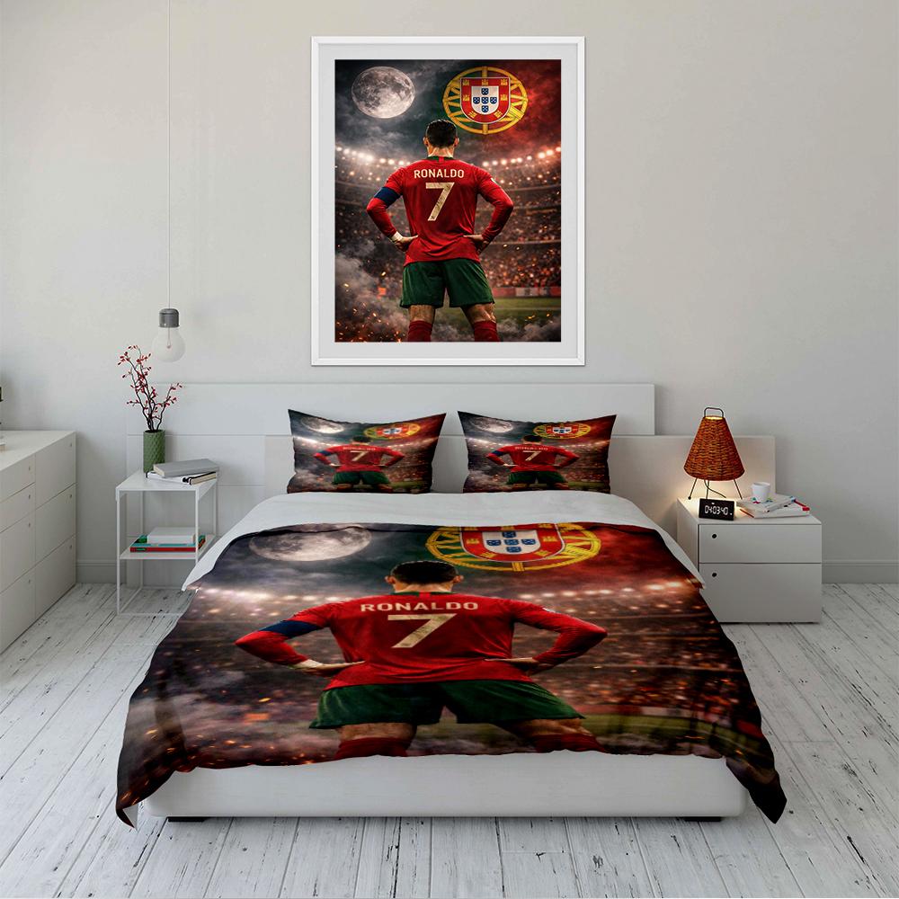 Soccer Star Bedding Set Bedding Duvet Cover Set Duvet Cover Pillowcases Home Decor (1 * Duvet Cover 2 * Pillowcases, Without Duvet Insert)