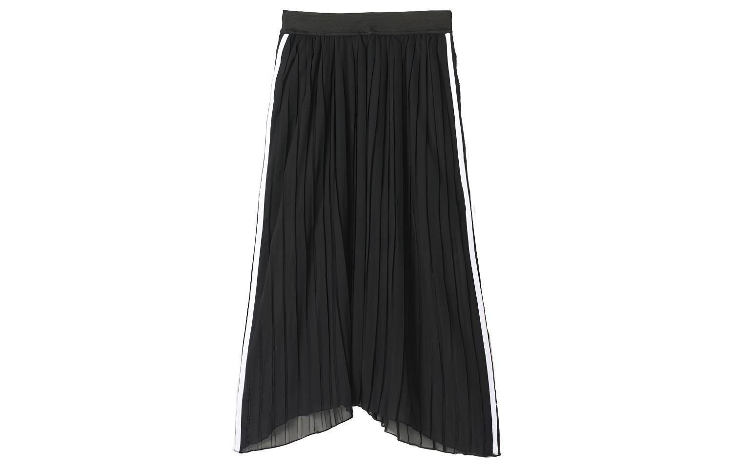 Adidas Originals Casual Long Skirts Women s Black Moderate Long Pleated Skirt AJ8521 32