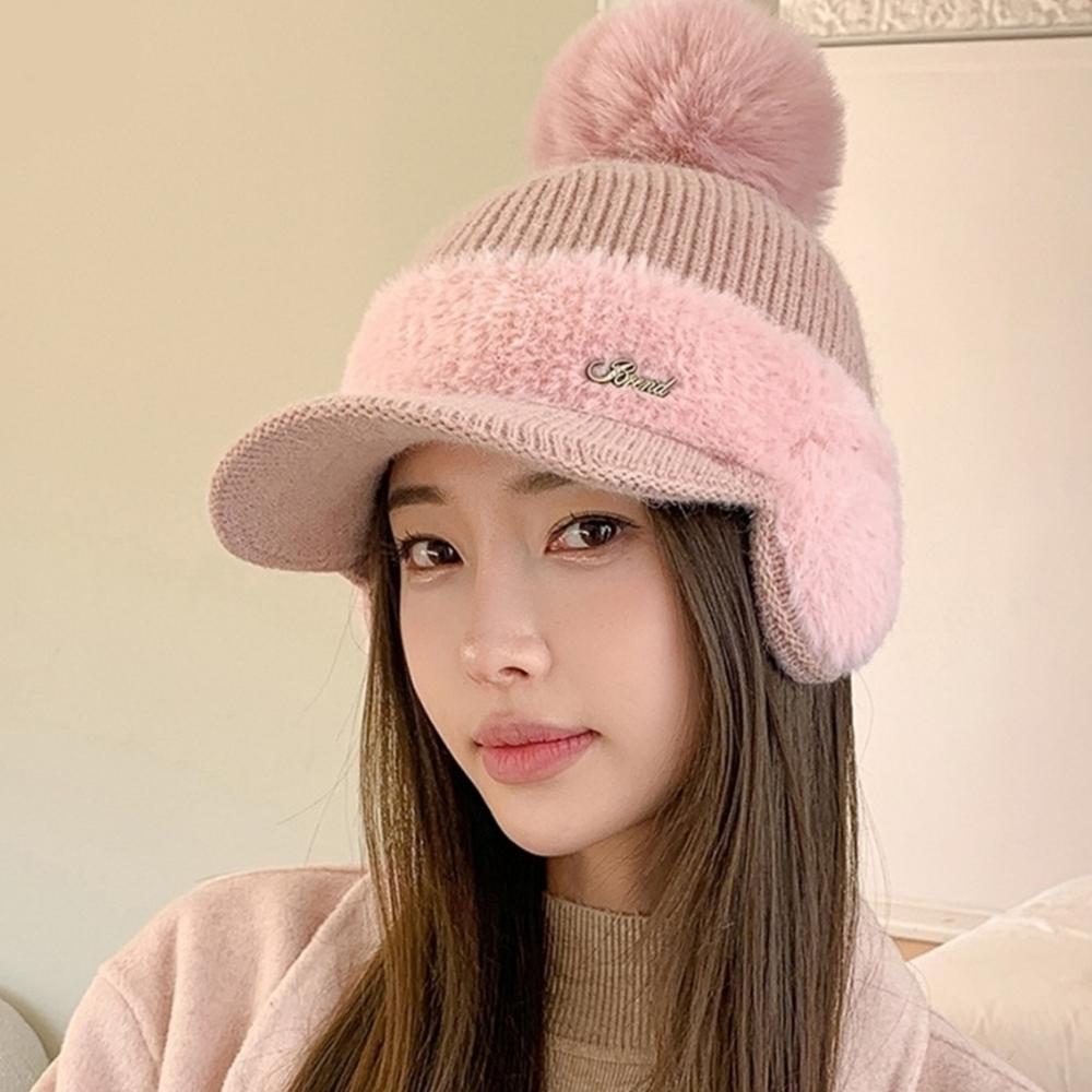 

Шапка-ушанка вязаная меховая – 6 цветов розовый