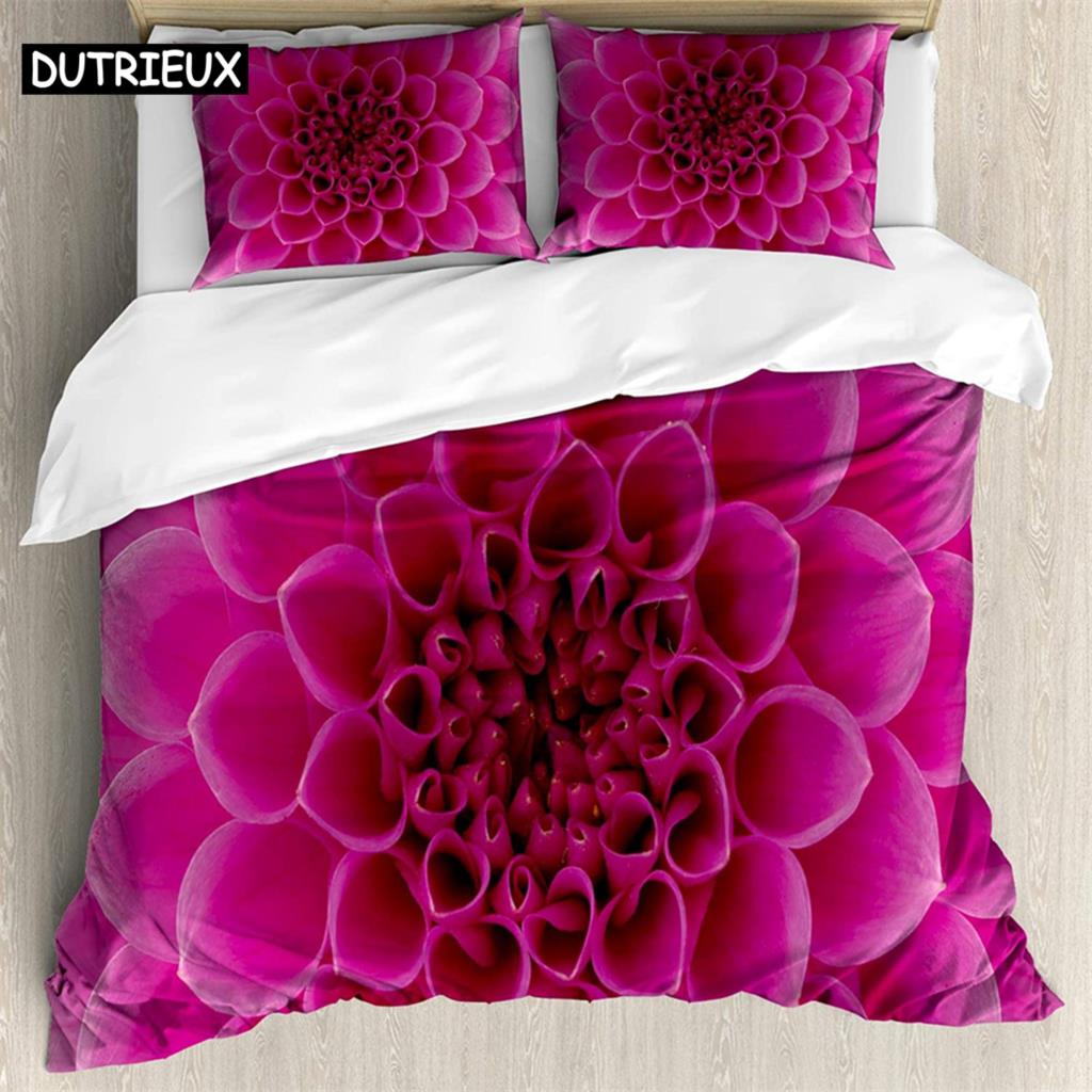 

Rose red flower 3Pcs Bedding Sets 3D Digital Printing Custom Quilt Duvet Cover Set Home Queen King Quilt Pillowcase (135x200cm)&set