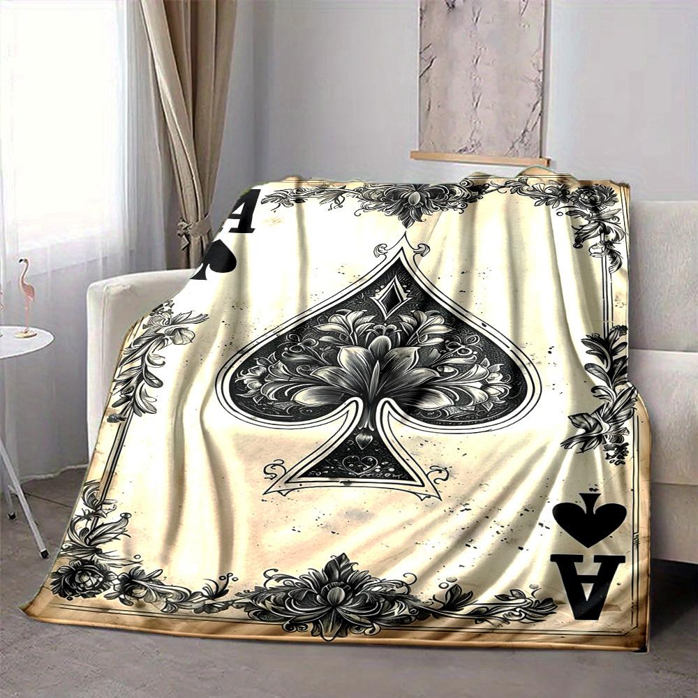 1pc Ace of Spades Blanket Lightweight Flannel Blanket Throw Blanket For Sofa, Bed, Travel, Camping Yy2509026152