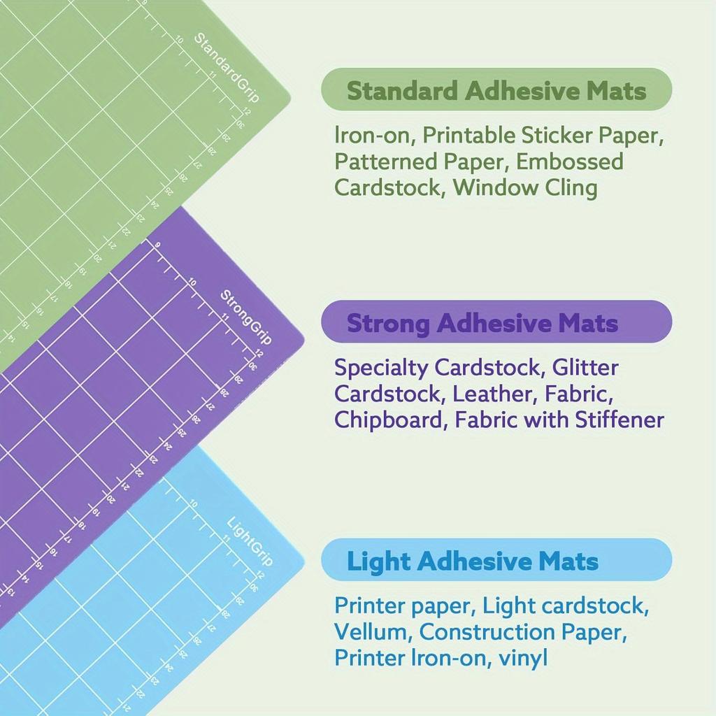 24er Pack Schneidematte für Cricut Bulk, 12x12 Zoll (Leicht, Standard, Stark), Vinylmatte Vielfalt Klebematten für Cricut Explore Air/Air 2/One/Maker