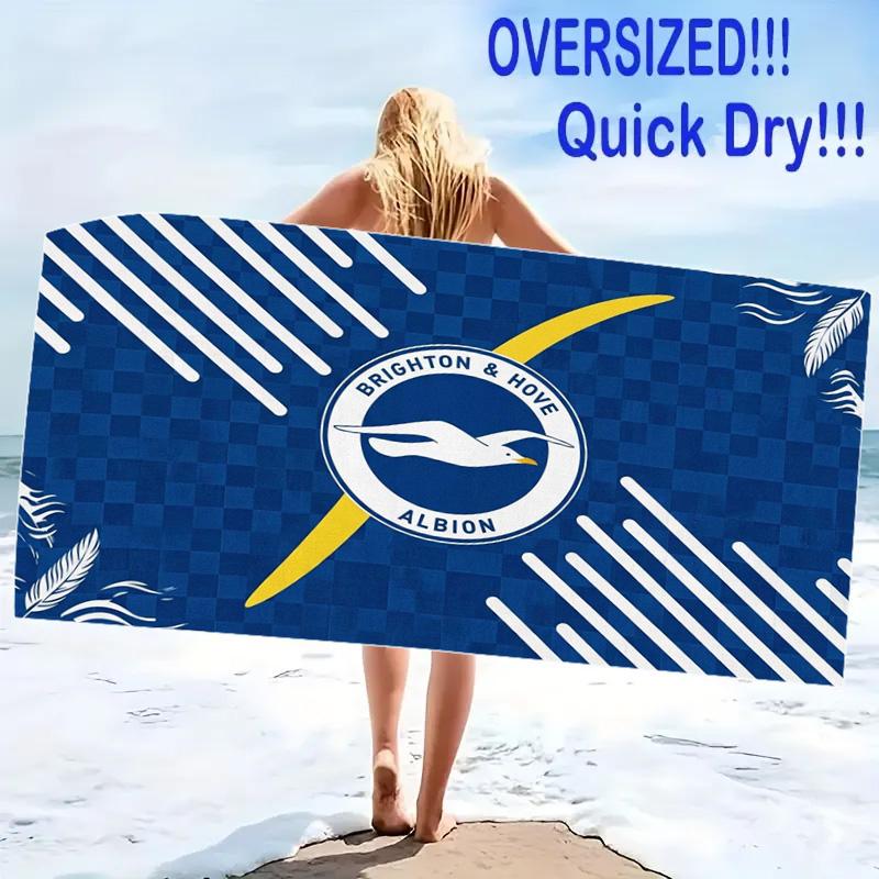 Brighton & Hove Albion Print Beach Towel, Large Soft Quick Dry Towel for Beach Camping Swimming