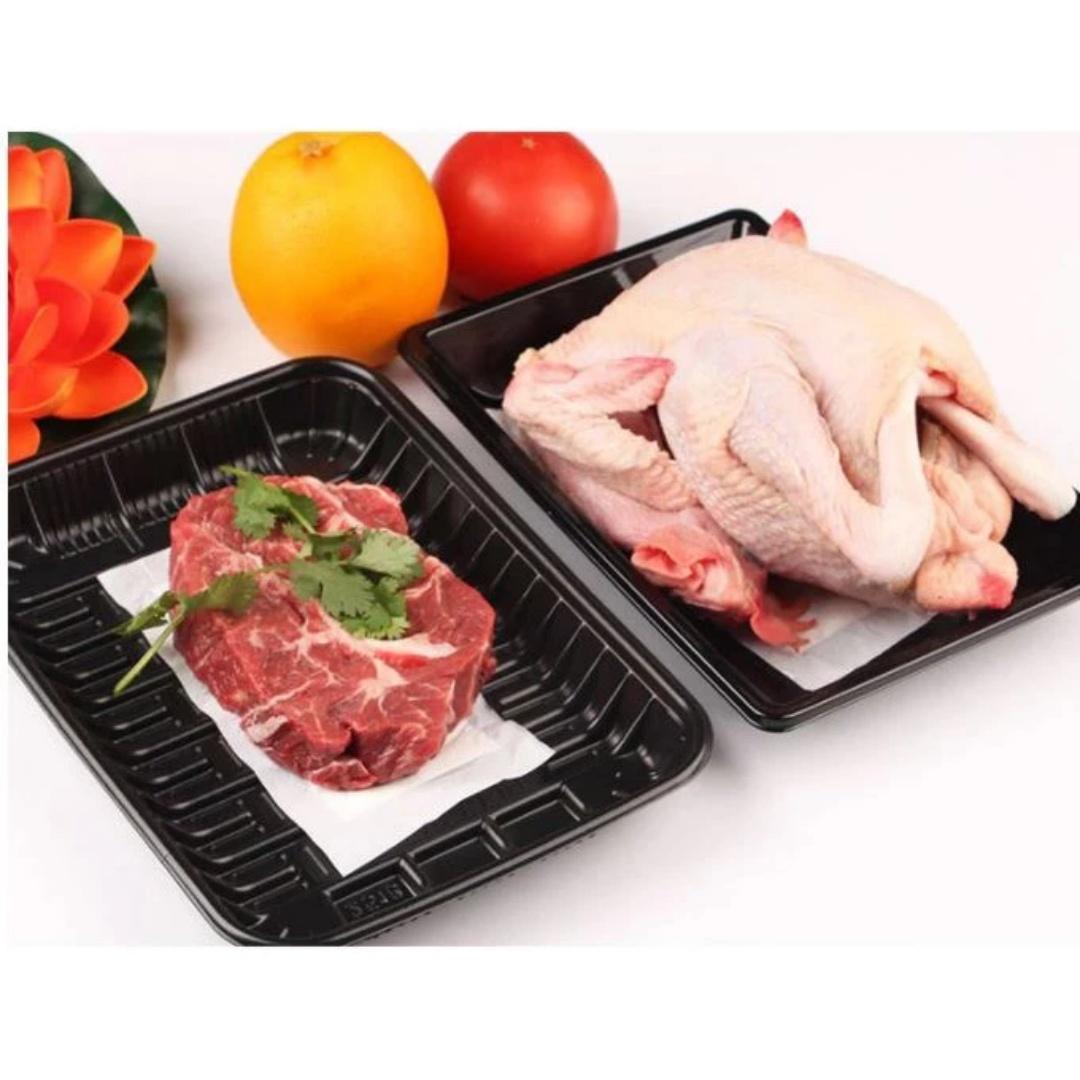 50pcs Black Fruit Serving Tray Translucent NO cover Meat Packaging Box Disposable Plastic Vegetable Pallet Supermarket plate