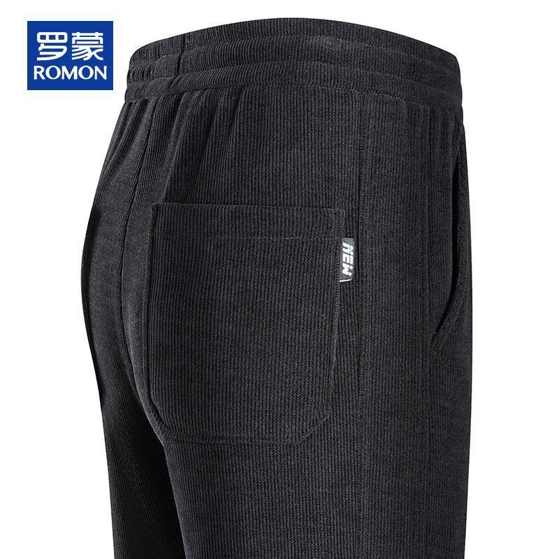 

ROMON Men s European Cotton Blend Drawstring Straight-Leg Casual Pants 38
