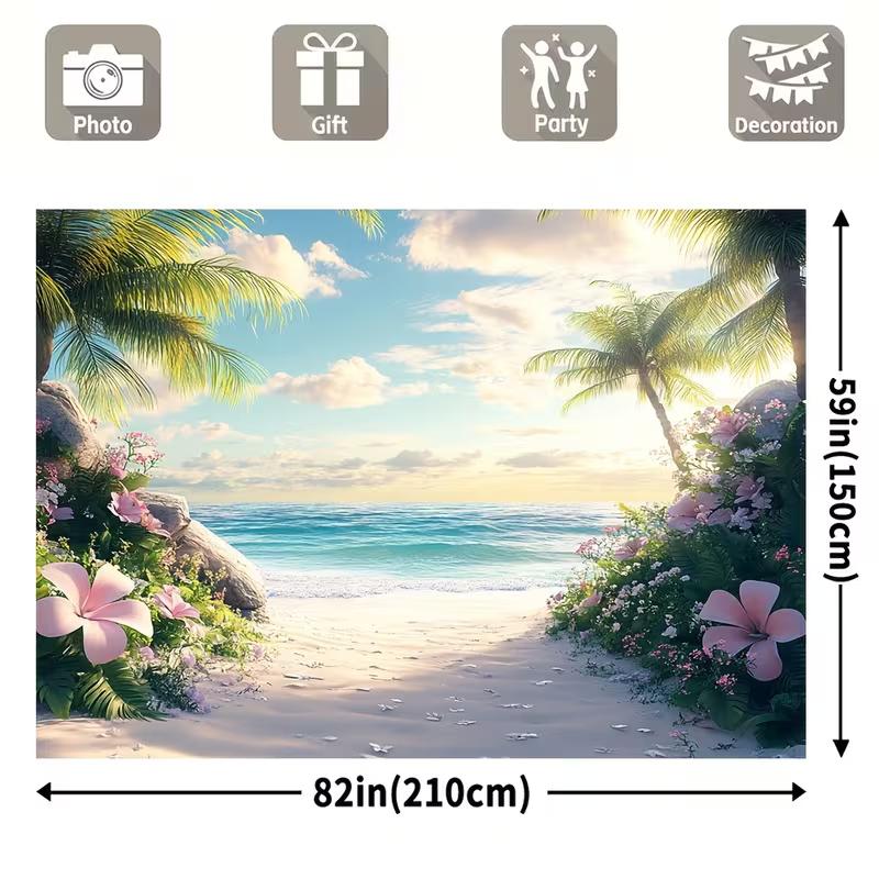 Paradise Beach Tapestry for Travel Lovers, Nature and Coastal Style Room