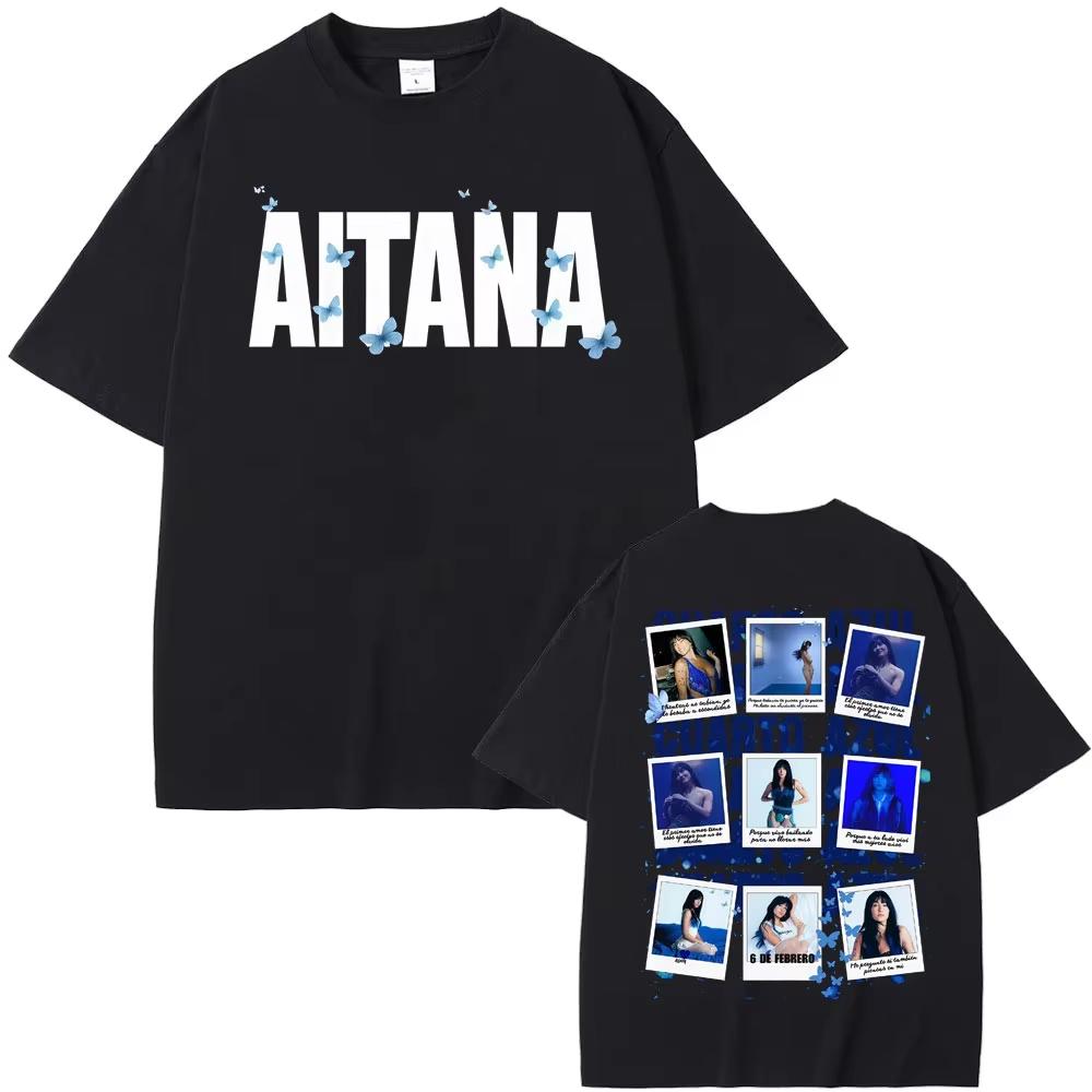 

2026 Singer Aitana Azul Album Tour Graphic Unisex Women Harajuku Hip Hop Vintage Tshirt Ops High Quality Cotton Tshirts Summer S
