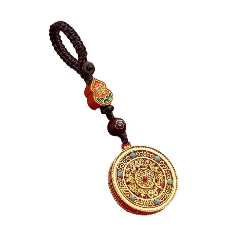 Golden Five Blessings Wealth & Peace Keychain Pendant