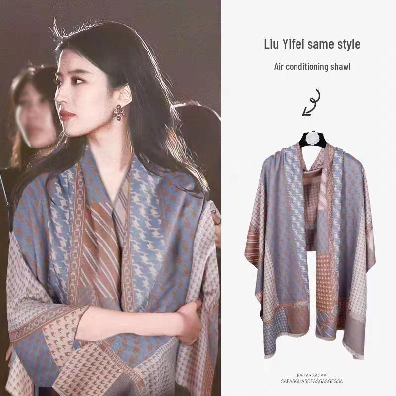 Liu Yifei Lange Sjaal Dames Winter Nekwarmer - High-End Imitatie Kasjmier Gebreide Sjaal