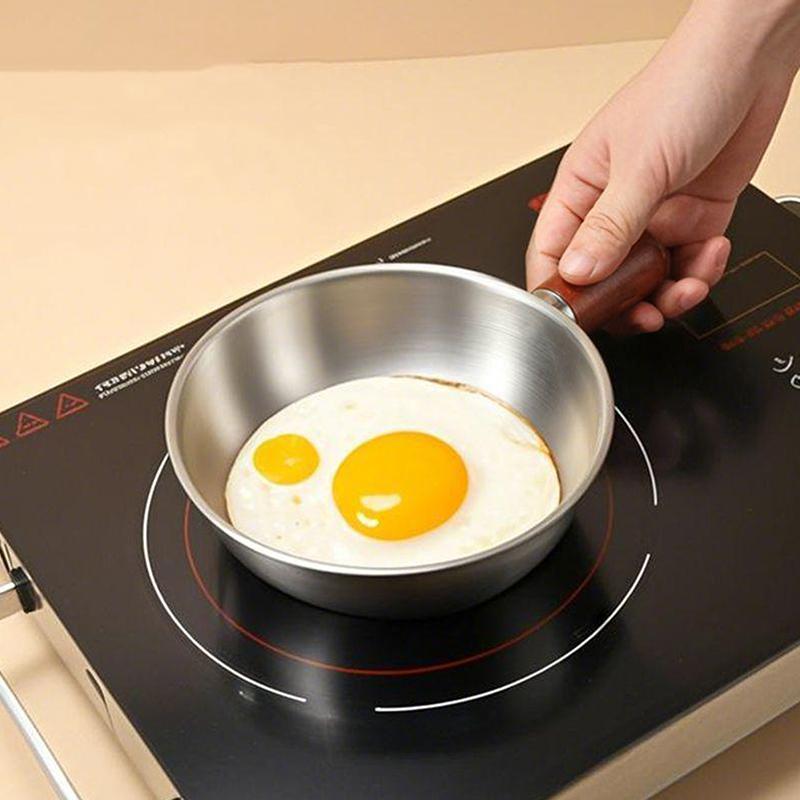 Single-Person Heat-Resistant Stainless Steel Pot Wood Handle For Fruit Salad Yogurt Breakfast Kitchen Cooking Bowl