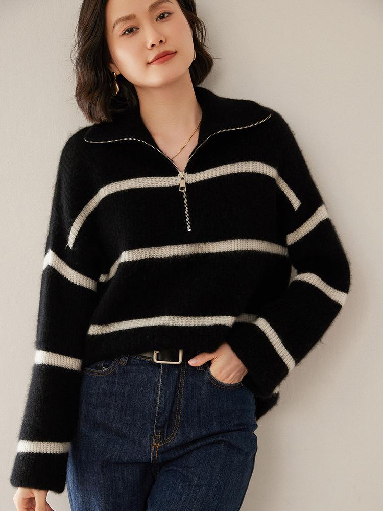 Women's Thickened Cashmere POLO Sweater - Light Luxury, Soft Knit, Loose Fit for Autumn/Winter