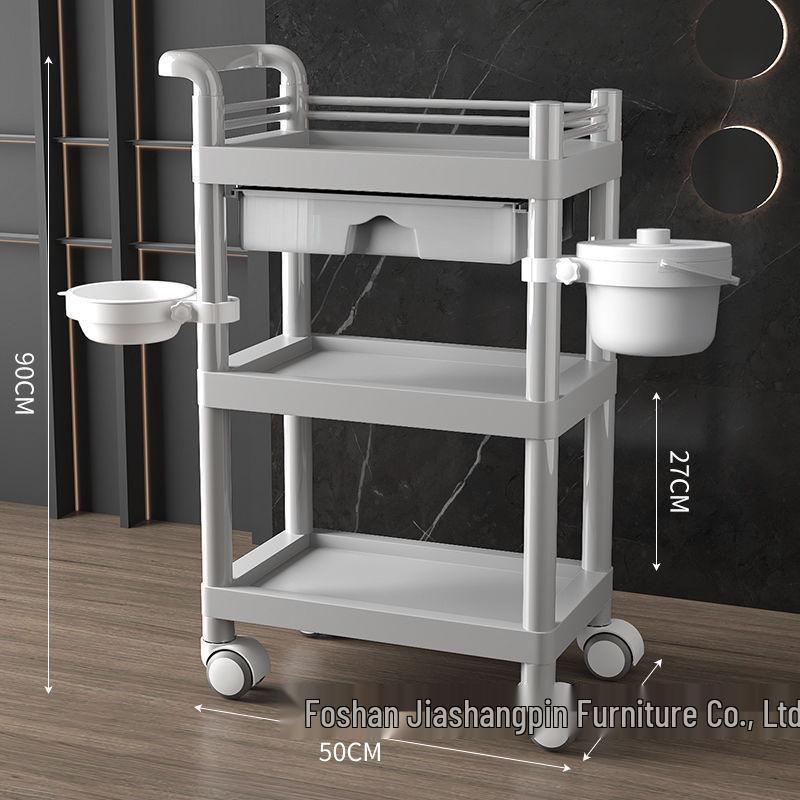 Compact Beauty Salon Trolley: Mobile Hand Push Storage Rack for Household Tools