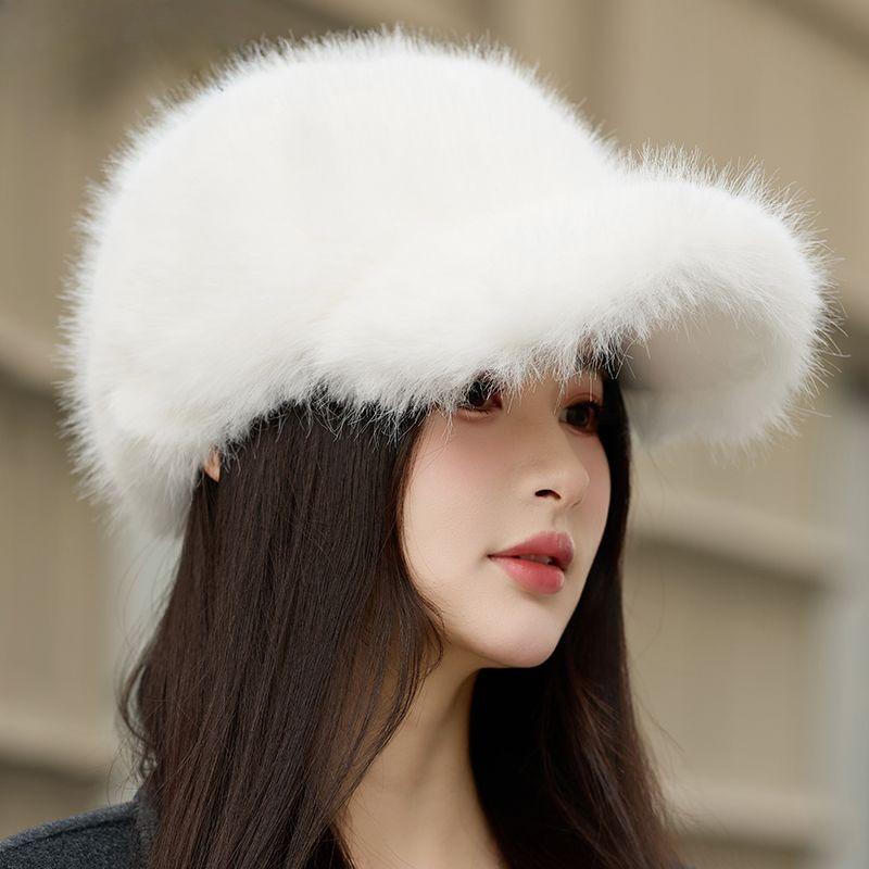 Ladies Hat Winter Hairy Imitation Mink Baseball Cap Ladies Foreign Style Winter Thick Thermal Cap