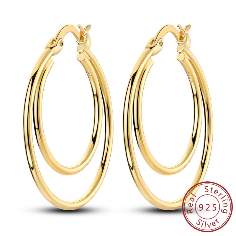 Earrings Original 925 Silver Stud Drop Hoop Earrings Rose Gold for Women Girls Party Wedding Birthday Jewelry Gift