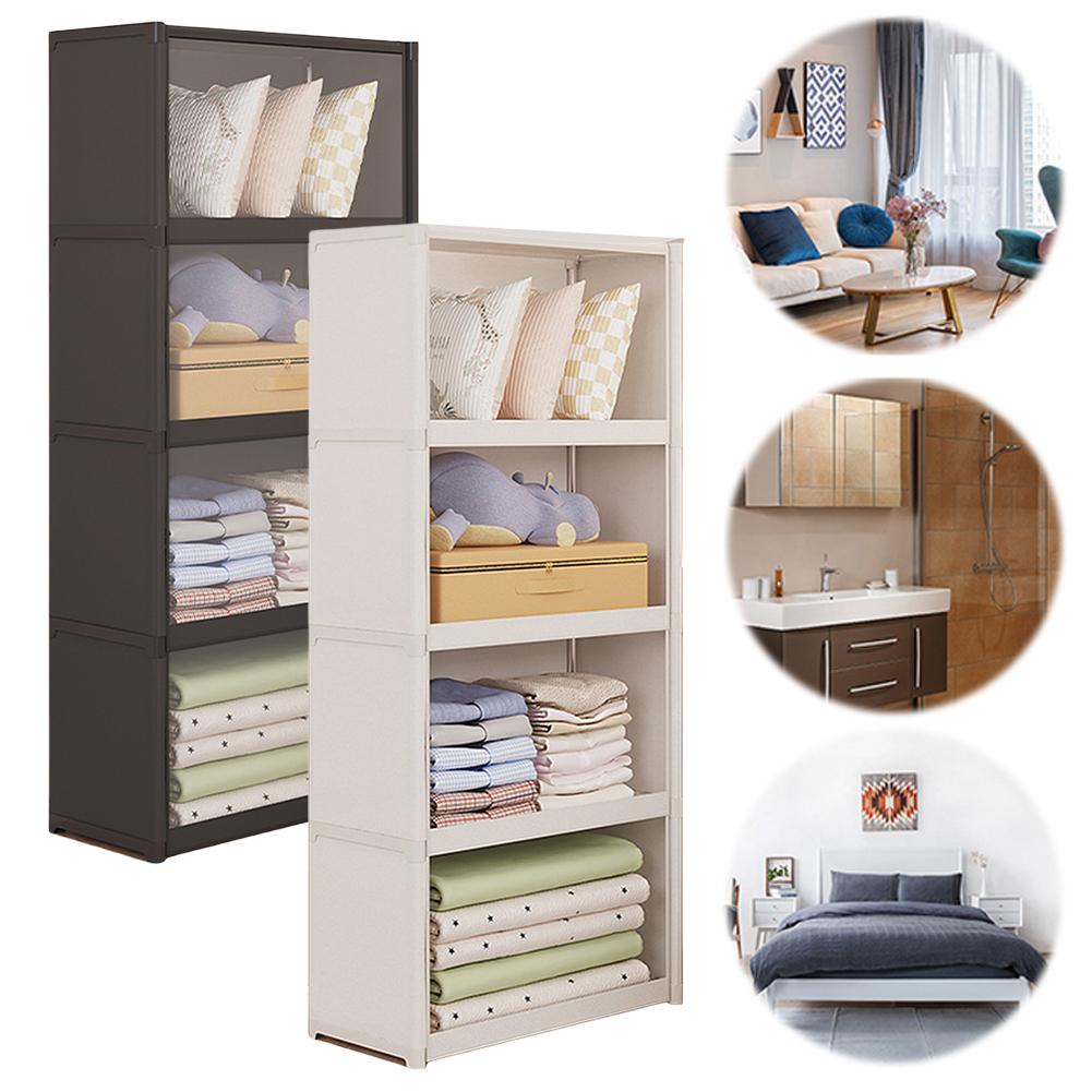 Portable Closet Wardrobe with Lid Closet Organizer Multi-layer Storage Rack Clothes Storage Organizer for Bedroom