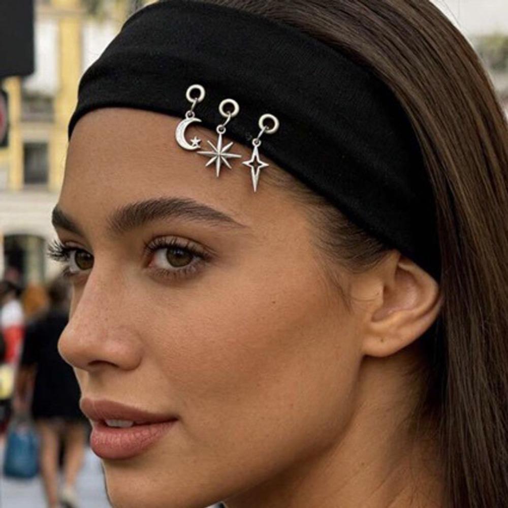 Large Button Elastic Hairband Vintage Style Retro Headband Hollowed Out Eyelets Elastic Headband чёрный