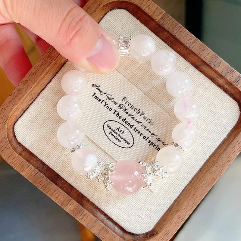 Natural Snowflake Rutilated Rose Quartz Bracelet - Popular Internet Celebrity Item
